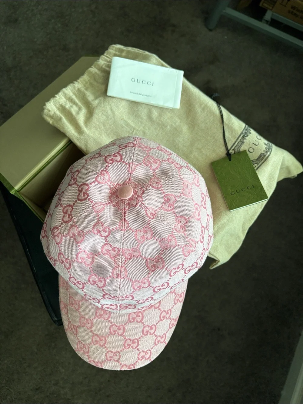 Gucci Pink GG Monogram Baseball Hat
